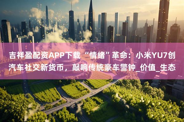 吉祥盈配资APP下载 “情绪”革命：小米YU7创汽车社交新货币，敲响传统豪车警钟_价值_生态